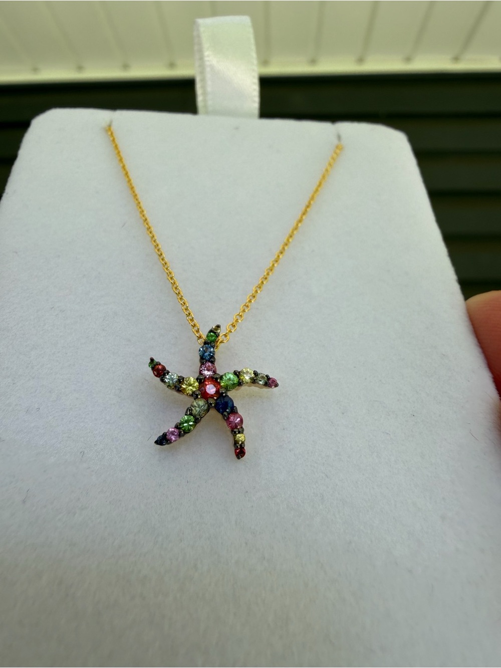 EFFY 14k gold starfish Necklace ctw .43 18 or 16inch length - Picture 9 of 10